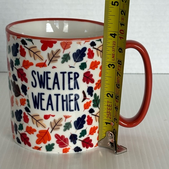 10 Strawberry Street Sweater Weather Ceramic Mug Fall Winter Leaves 14 oz Cup - Picture 7 of 8